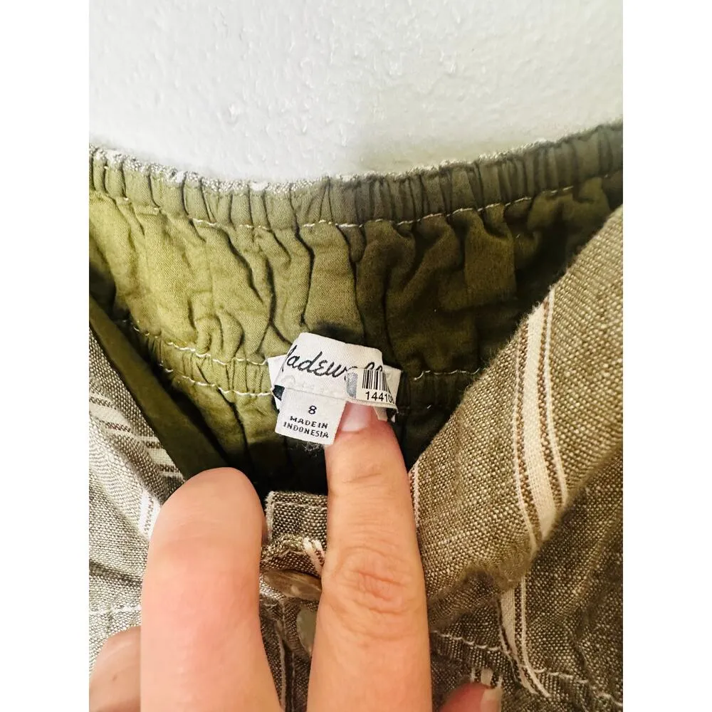 MADEWELL Green Stripe 100% Linen Sweetheart Neckline Campbell Jumpsuit Size 8 - Image 8