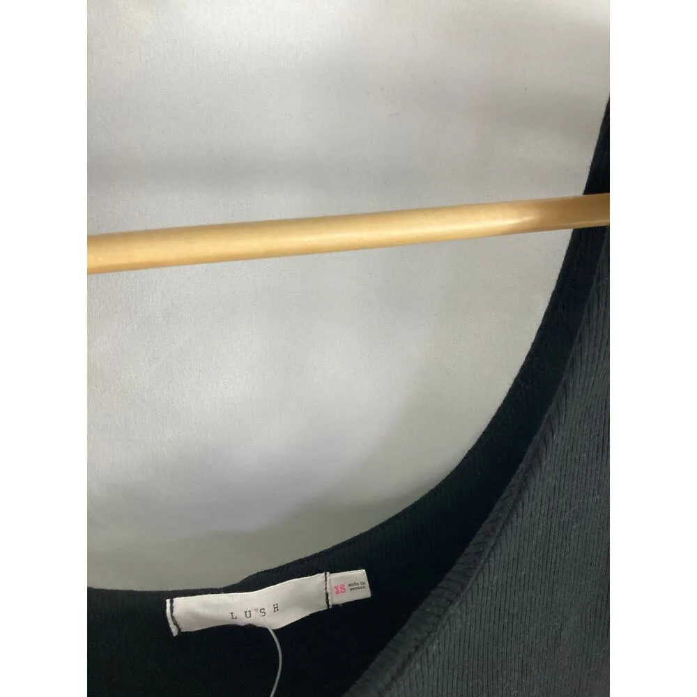 NWT Lush Ribbed Sleeveless Thick Strap Bodycon Dress Black Size XS - Image 3