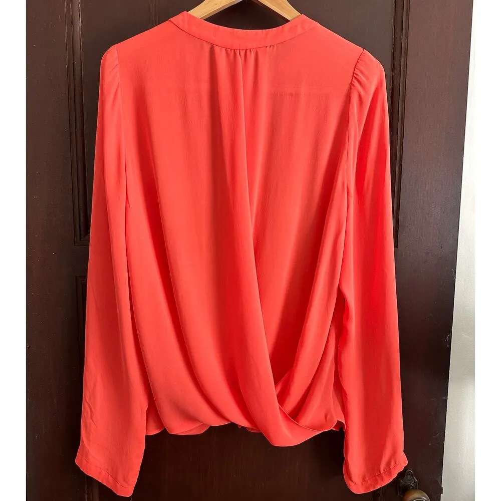 A.L.C. | Silk Draped Back Blouse - Hot Coral - Size Medium - Image 4