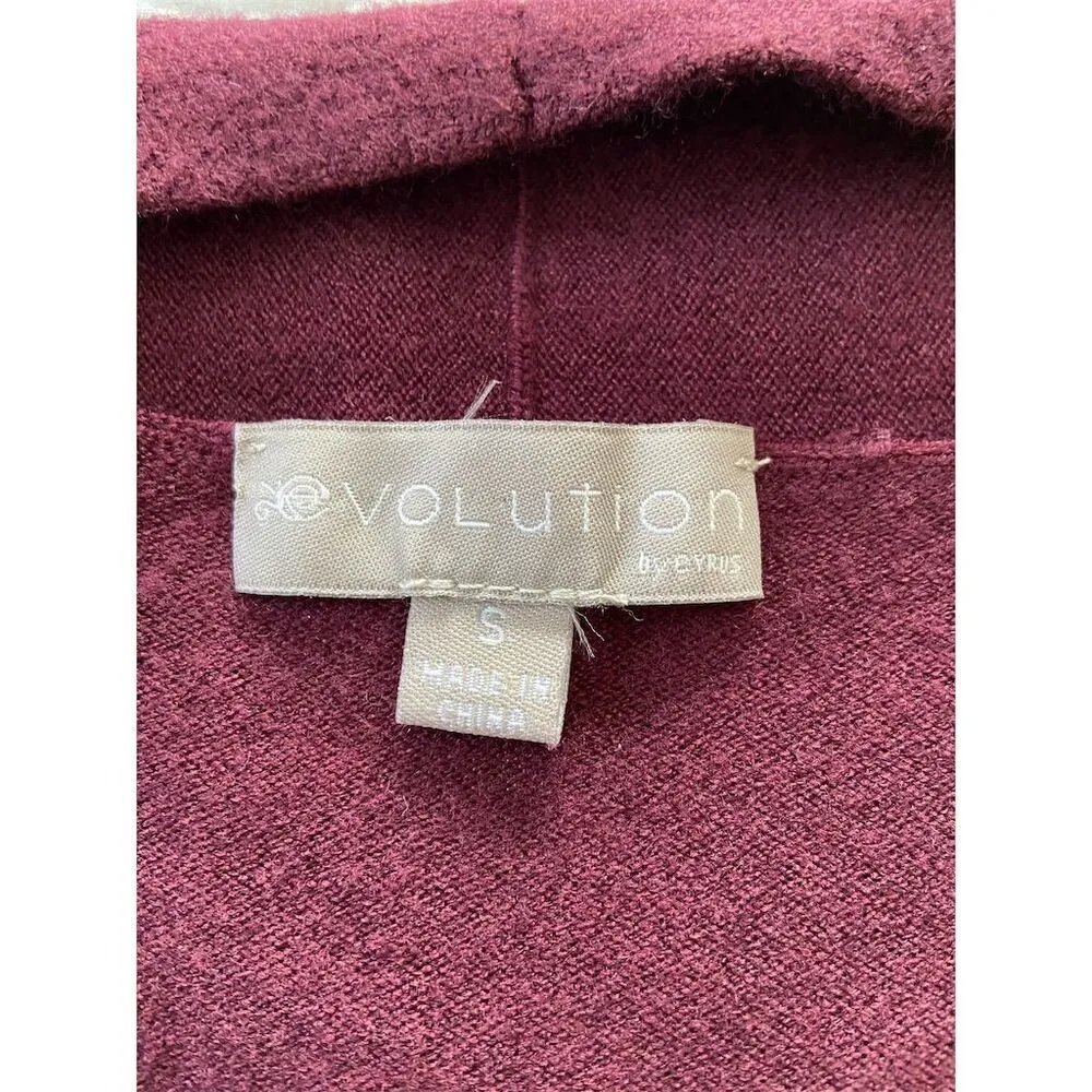 Evolution Open Cardigan Sweater Dark Burgundy Size S - Image 3