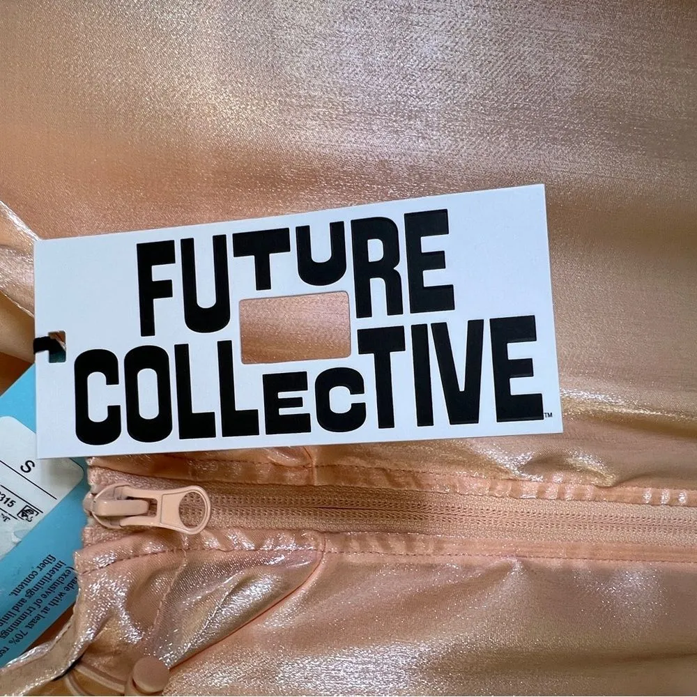 Future Collective Peach Color Organza Hooded Jacket w/Zippered Front & Pockets - Image 14