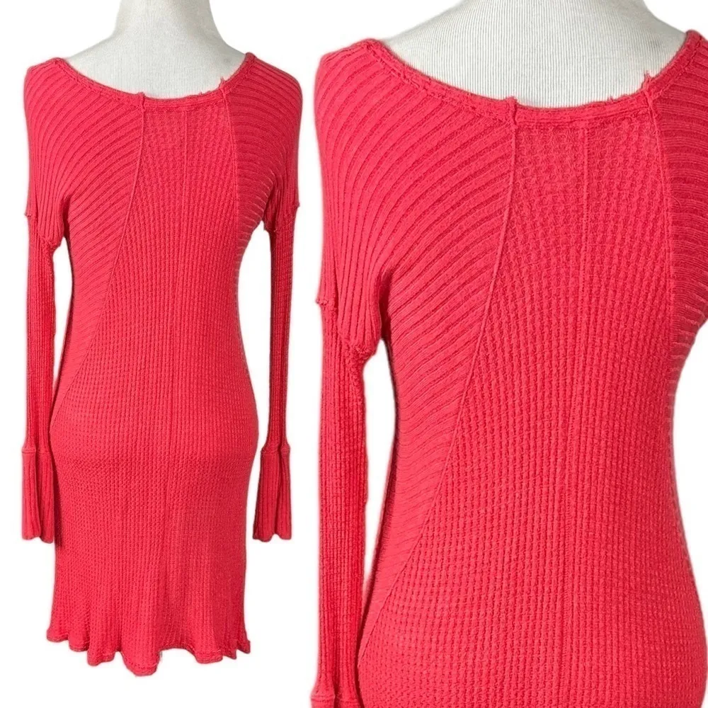 Free People Ventura Thermal Tunic Top Red Poppy Small Boho Valentine’s Day - Image 7