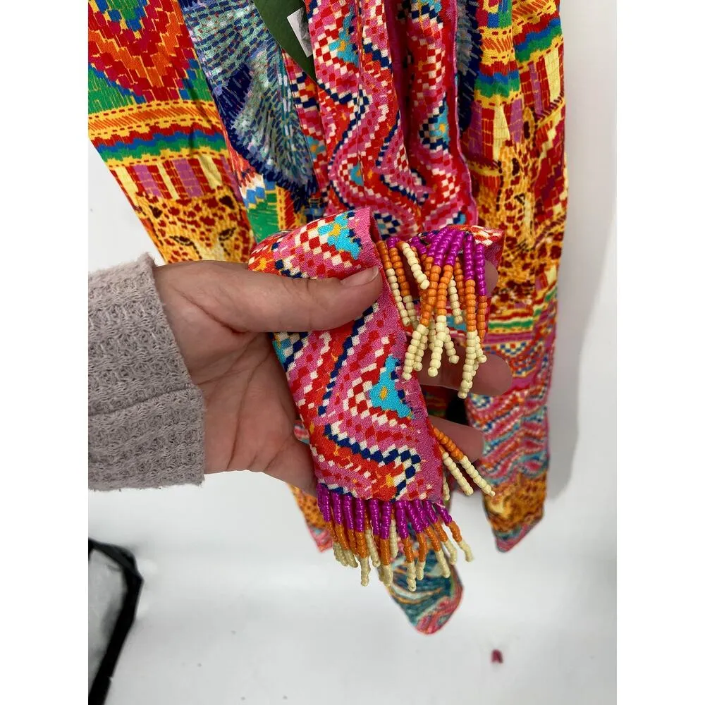 Farm Rio Summer Tapestry Print Sleeveless Wrap Front Midi Dress Size M NWT - Image 4