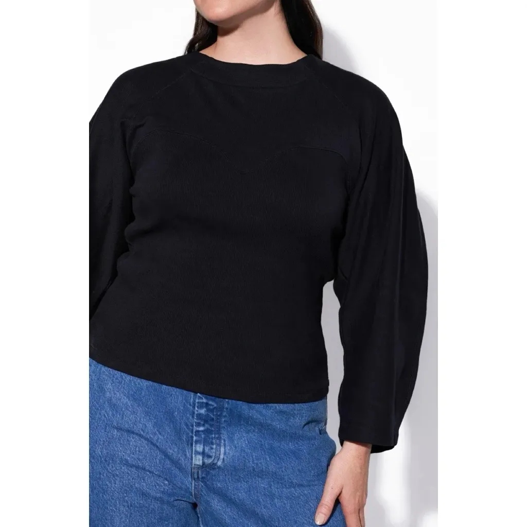 Mara Hoffman • Genevieve Top black organic cotton sweatshirt rib knit bustier - Image 9