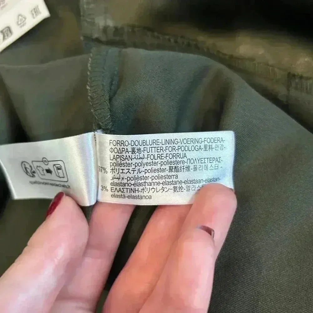 NWT Zara Green Satin Ruched Side Midi Dress with Embellished Straps Size M - Image 10