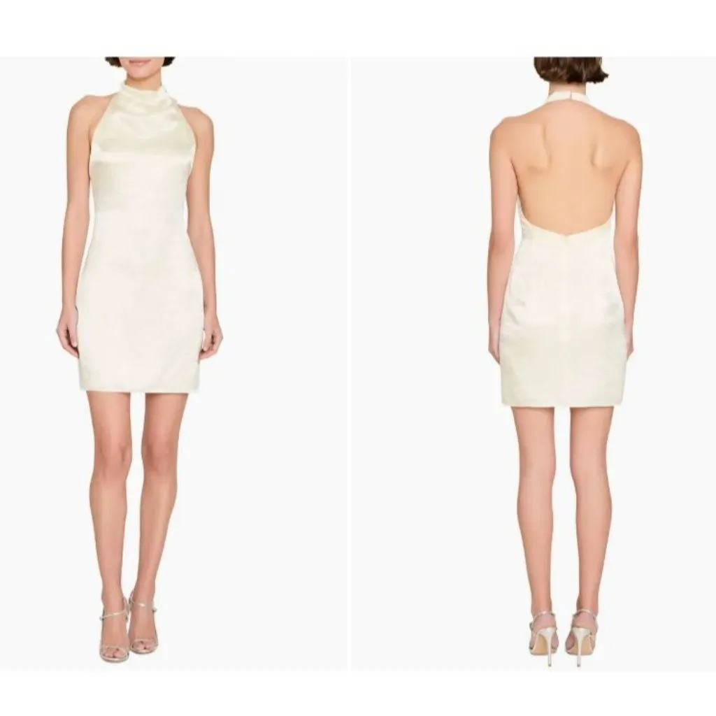 Amanda Uprichard Kyoto Dress in Ivory Medium Womens Satin Halter Cocktail - Image 9