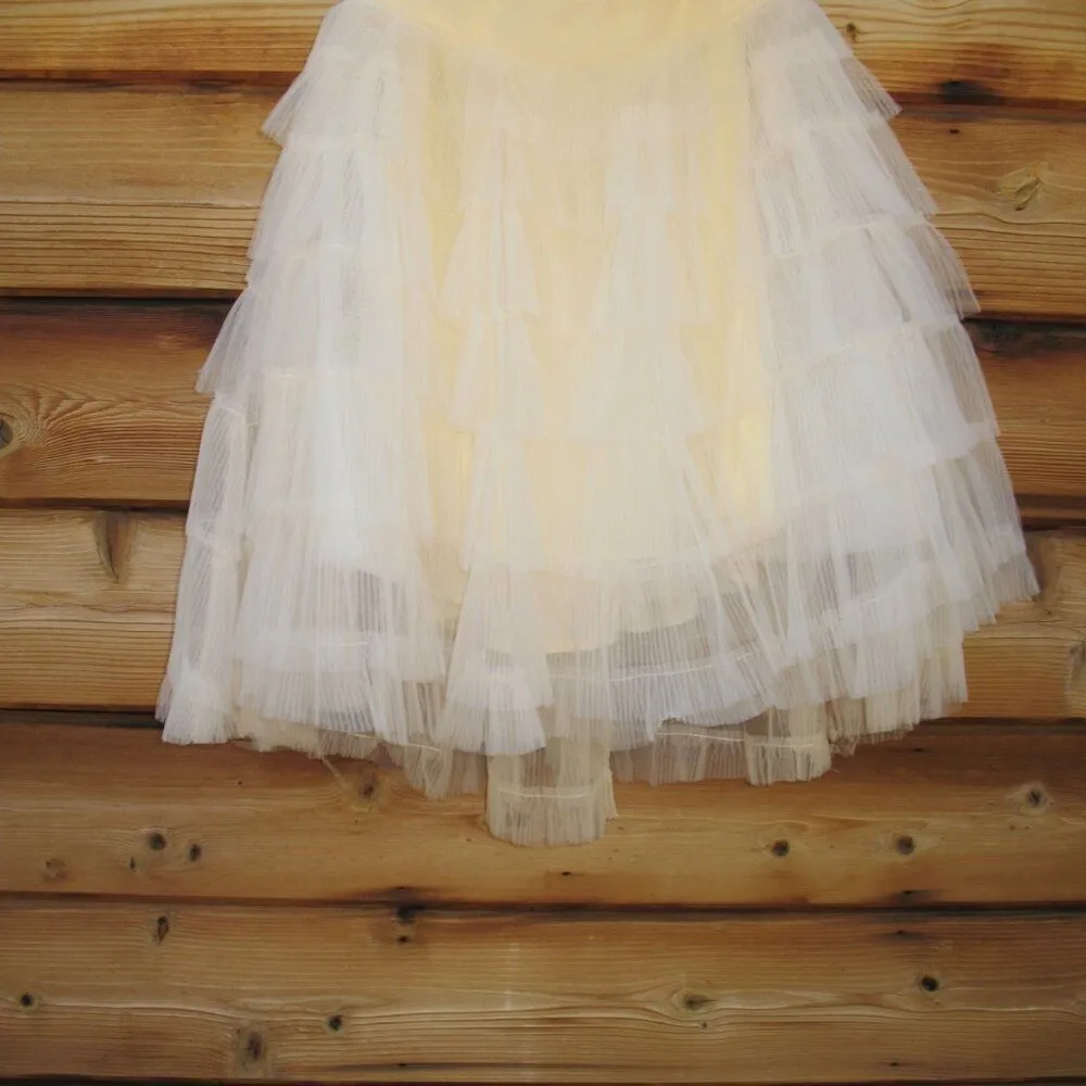 Mac Duggal 20259 MAC DUGGAL  Beige Feathered Strapless Tulle Fit and Flare Dress - Image 16