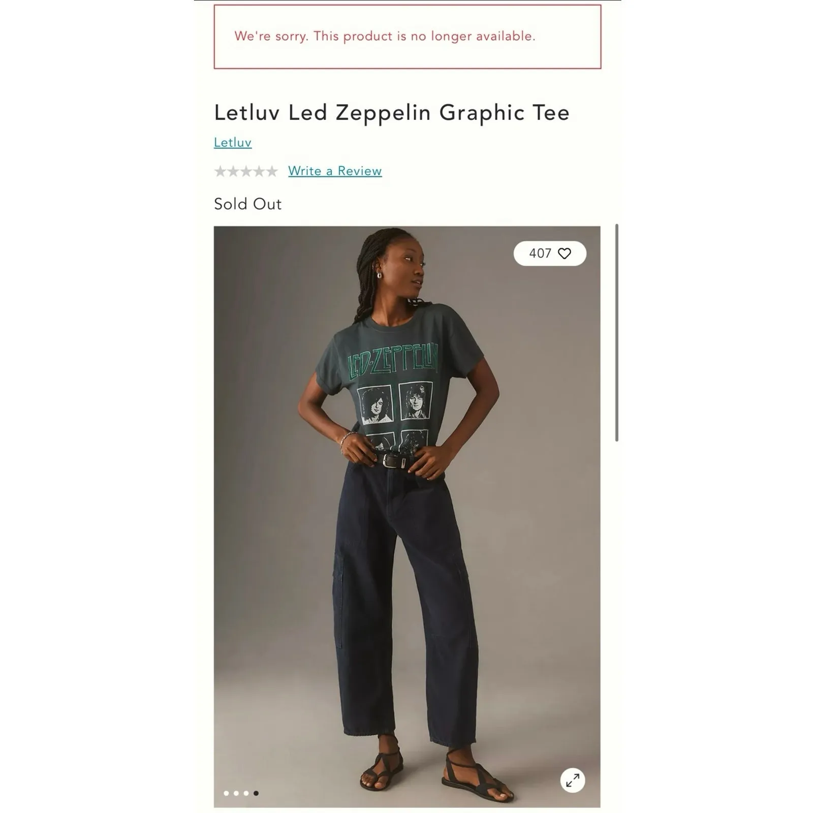 LETLUV Led Zeppelin Graphic Tee, Size XL / P2P 23” New w/o Tag MSRP $88 Black - Image 7