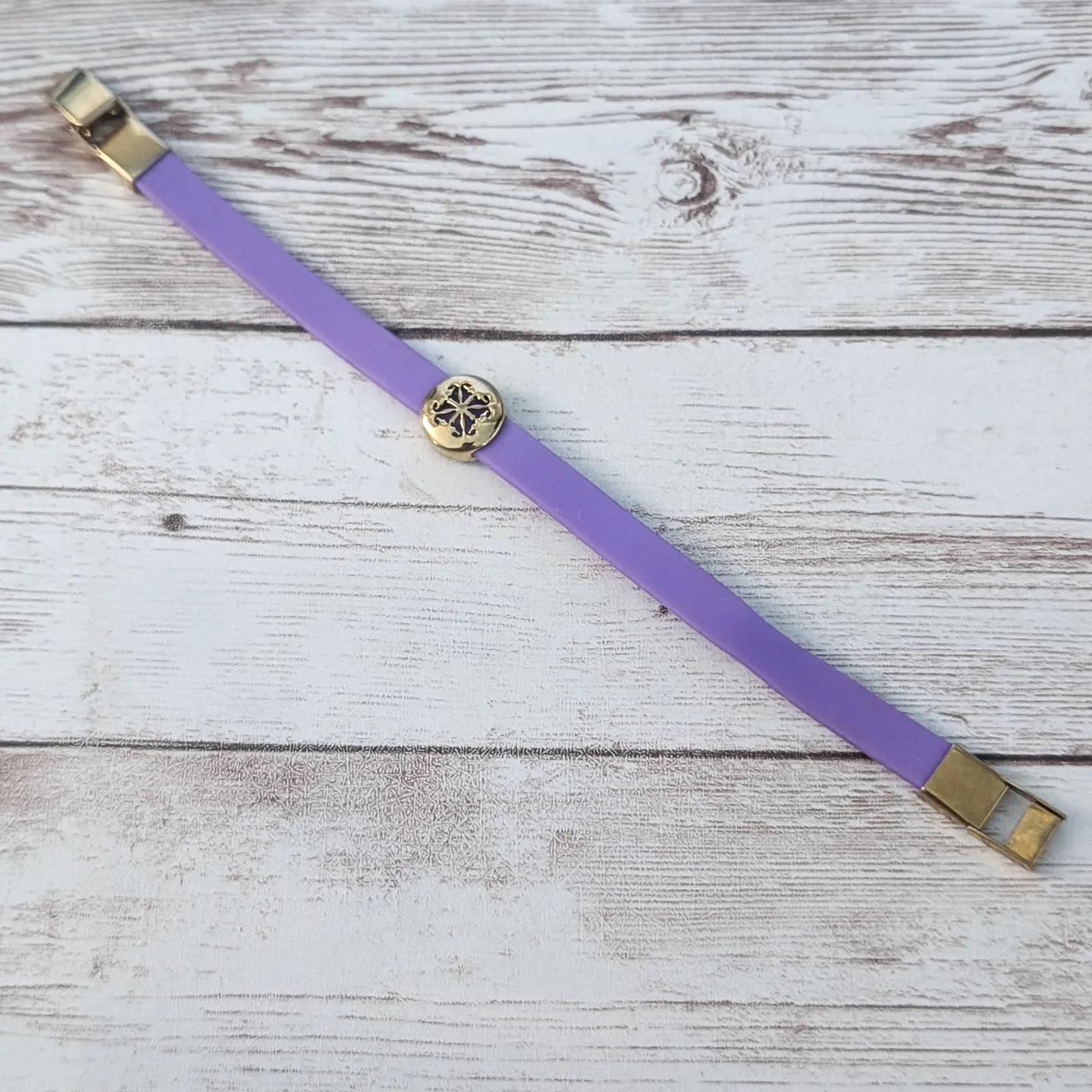Rustic Cuff Purple Silicone Bracelet with RC Charm - Image 5
