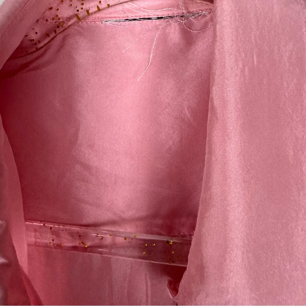 Vintage 100% Silk Blouse Button Down Light Pink Sz Medium 90's Shoulder‎ Pads - Image 6