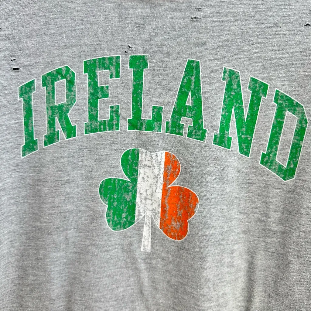 Ireland Gray Destroyed Off the Shoulder T - Image 4