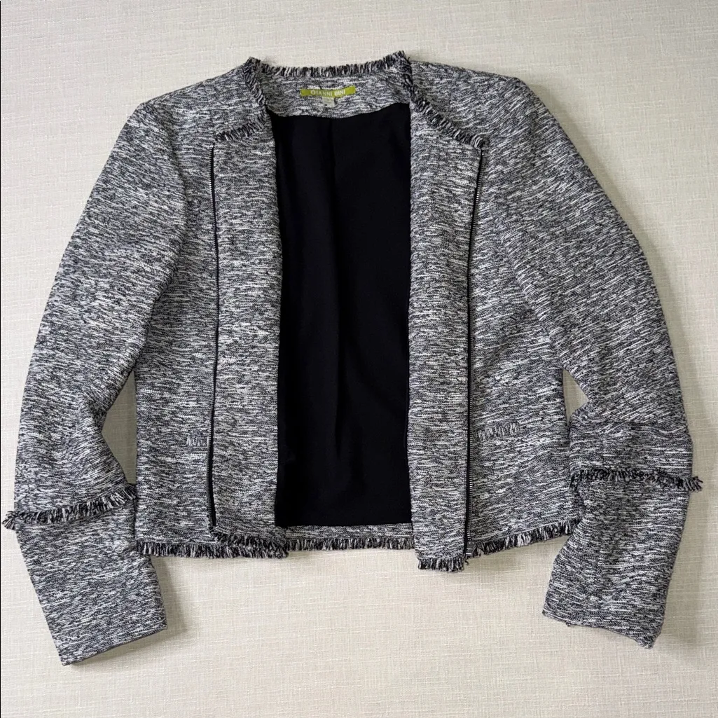 Gianni Bini Textured Tweed Zip-Front Jacket - Image 3