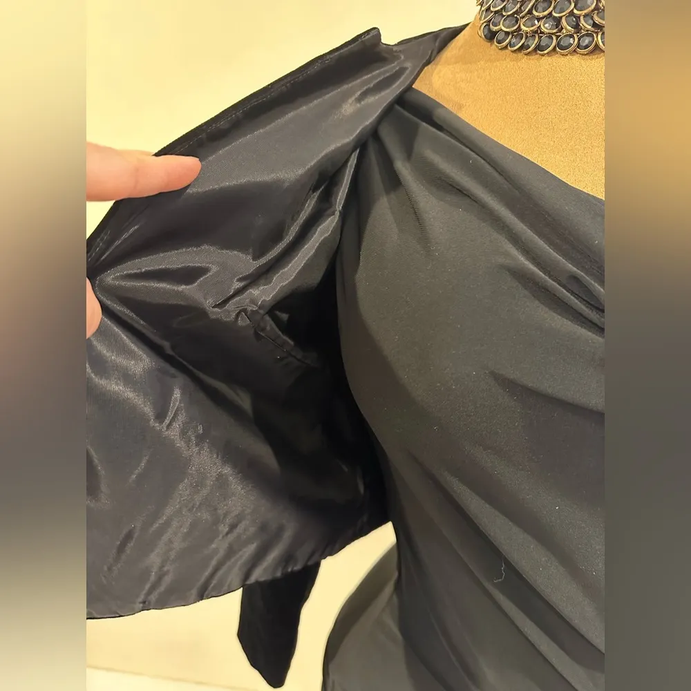 No Tag Vintage Black Velvet Bolero Button Open Modern Evening Jacket Sz 9 - Image 7