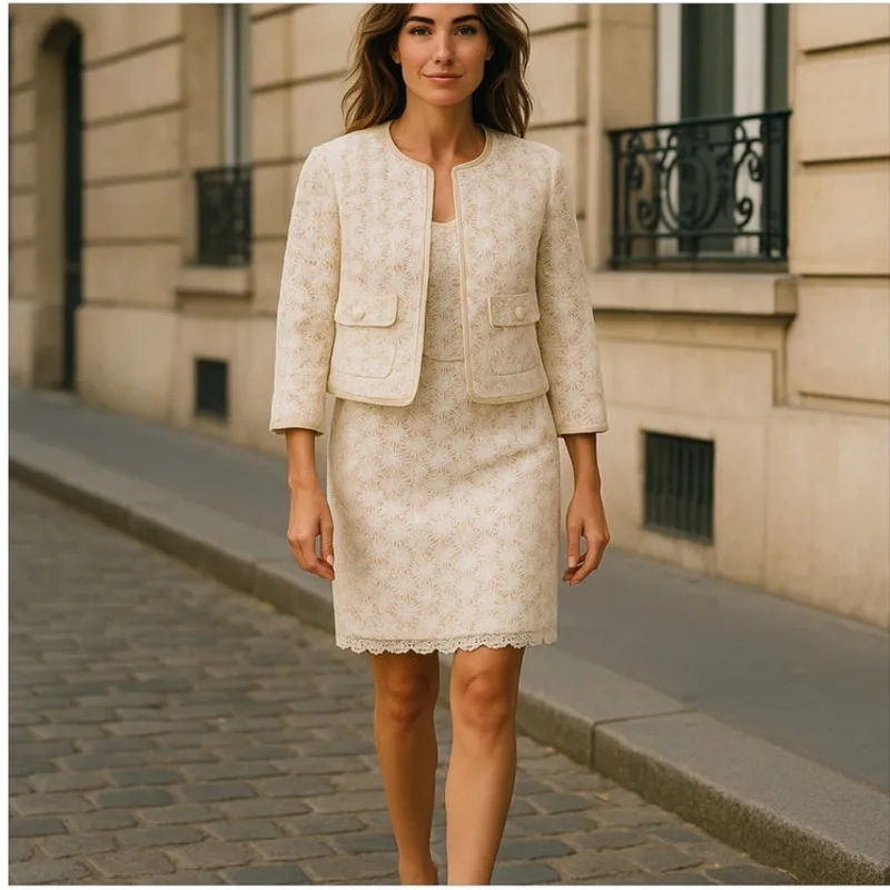 Talbots Daisy Lace Overlay Blazer 8P Skirt 6P Suit Set - Image 8