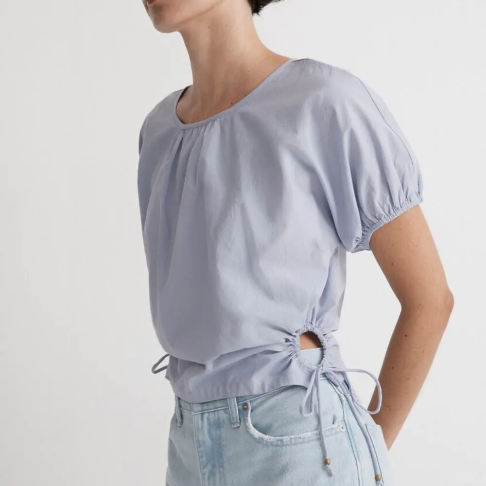 Madewell Poplin Puff Sleeve Cutout Top - Image 2
