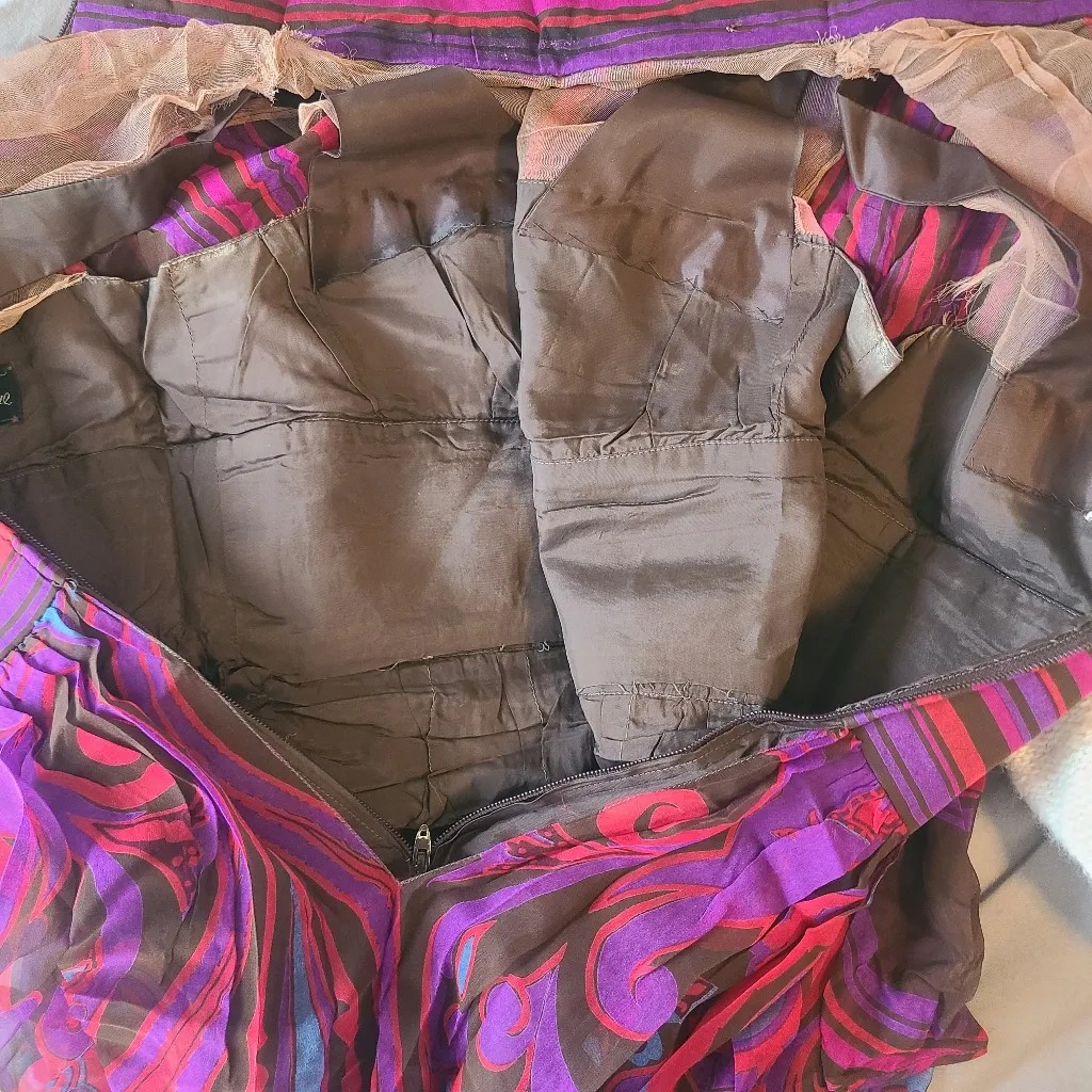 Vtg 60s‎ Mollie Parnis Boutique New York Silk Paisley Chiffon Pleated Maxi Dress Purple Size undefined - Image 13