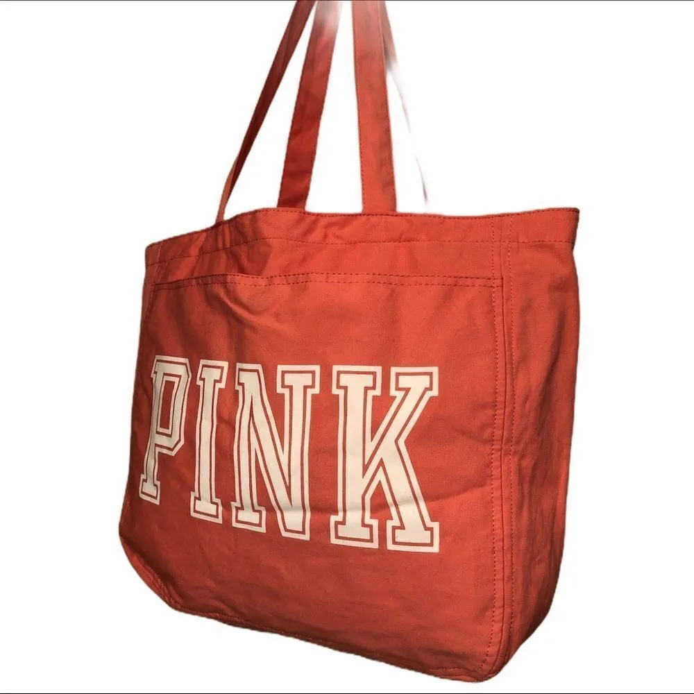 Pink!! Large orange/ salmon colored tote!! - Image 3