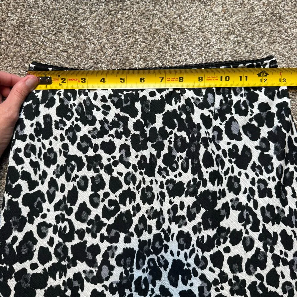 Midi Renee C. Black Grey White Leopard Print Skirt Trendy Grunge Indie Casual - Image 7