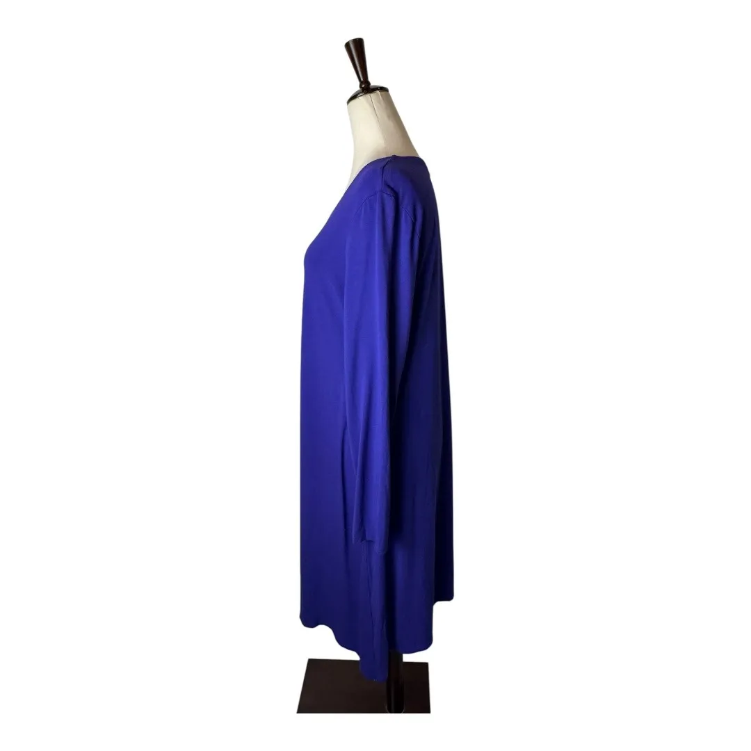 Eileen Fisher Dress Women Large Purple Long Sleeve Shift Mini‎ Preppy Mature - Image 5