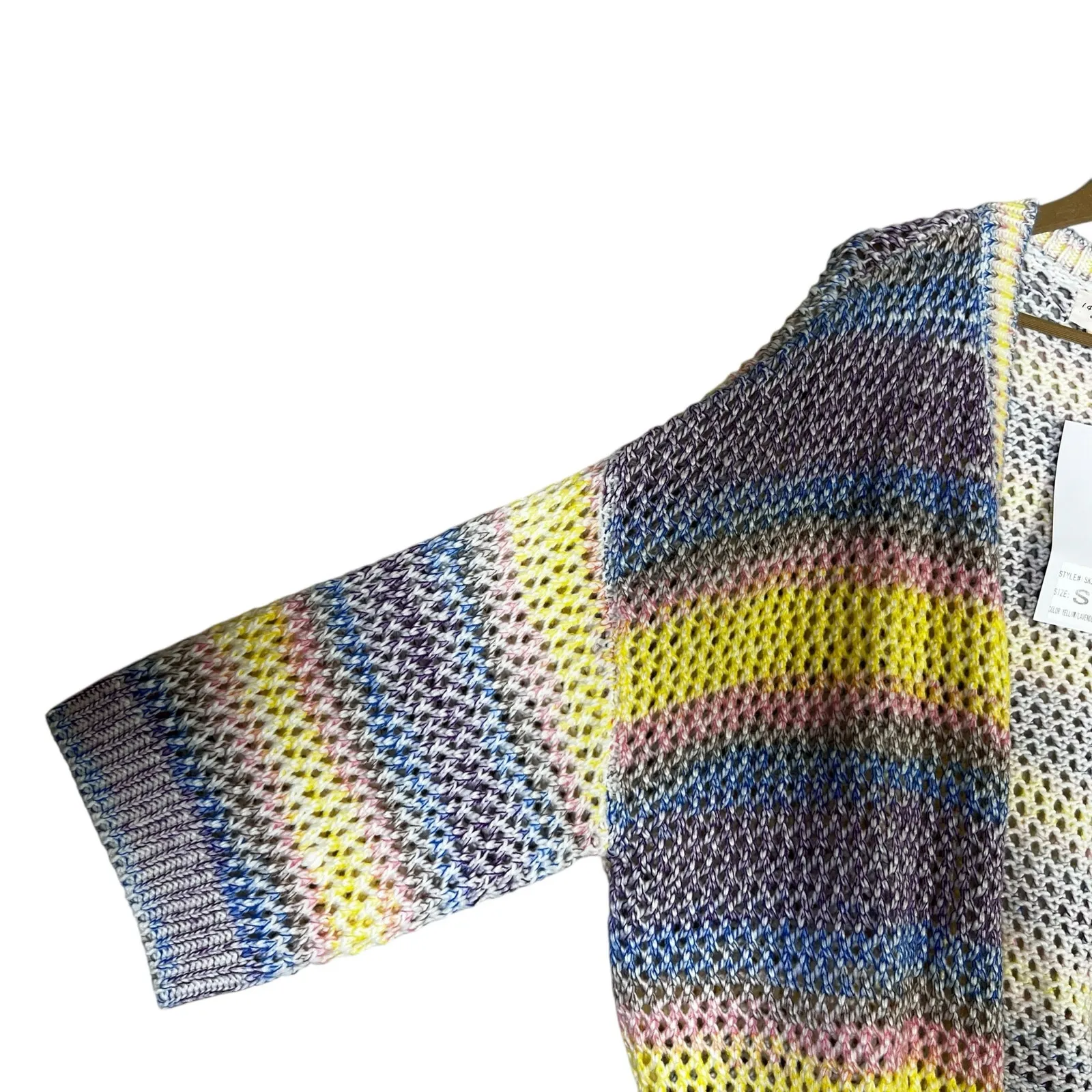 NWT 143 Story Chunky Knit Stripe Cardigan Womens S Multicolor Oversized Beachy - Image 5