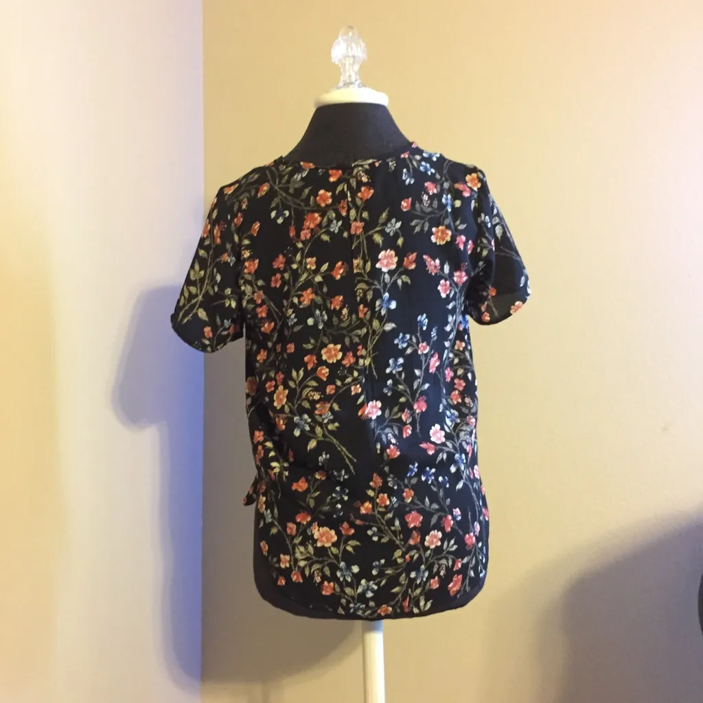 ASOS ❤️  Floral Printed Blouse In Black and Pink - Image 2