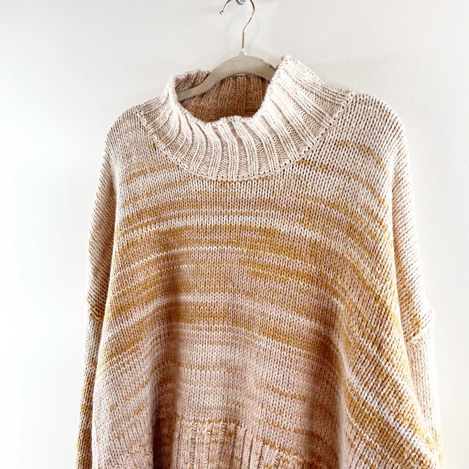 525 America Blair Shaker Knit Ombre Long Sleeve Turtleneck Sweater Beige XL - Image 10