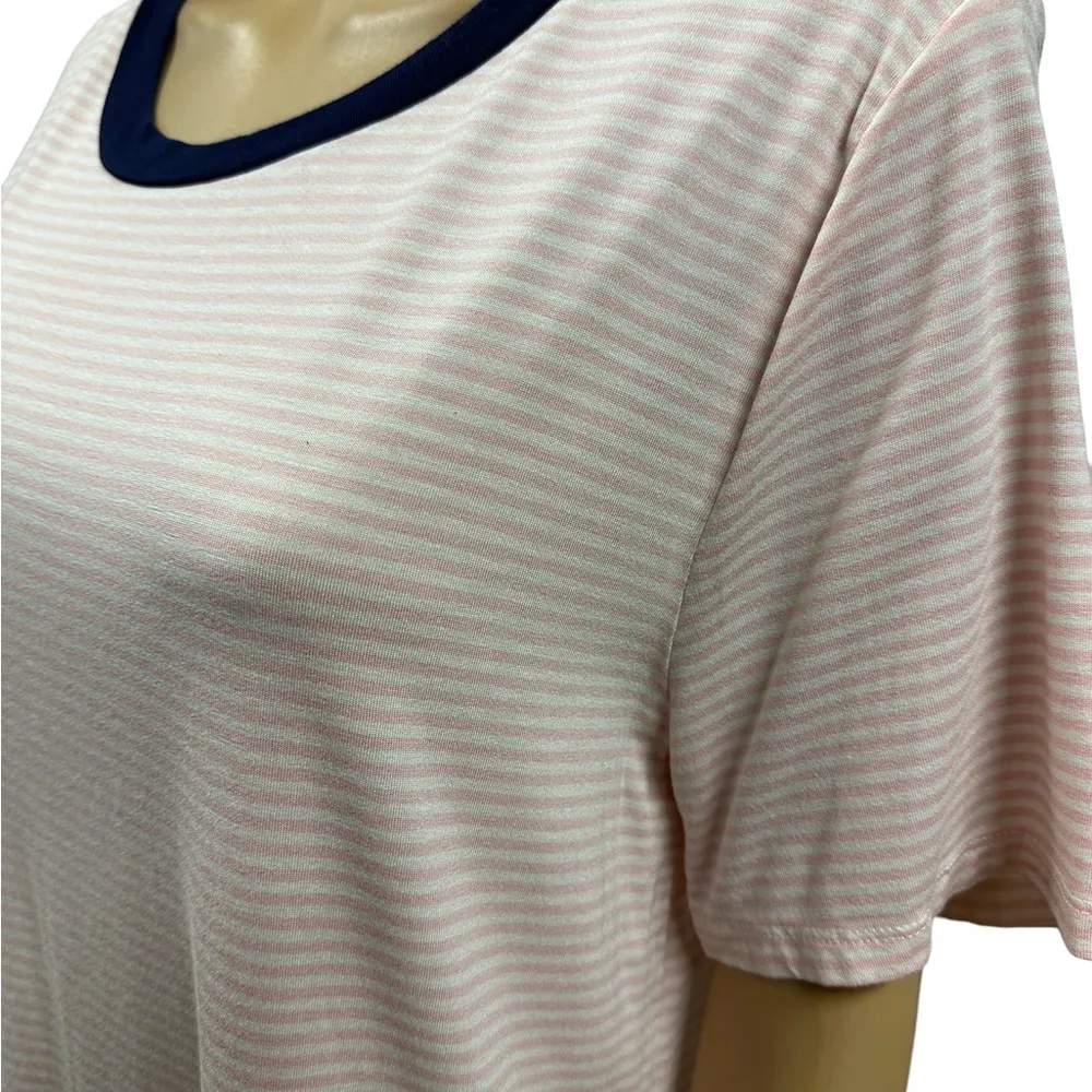 Lascana Pink White Navy Striped Soft Viscose Short Sleeve Tee Womens XL 12 14 - Image 2