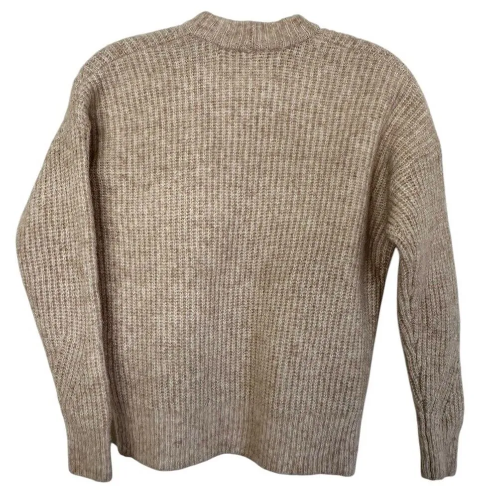 Madewell Women's Belfiore Ribbed Pullover Sweater Heather Chalk Size XS - Image 2