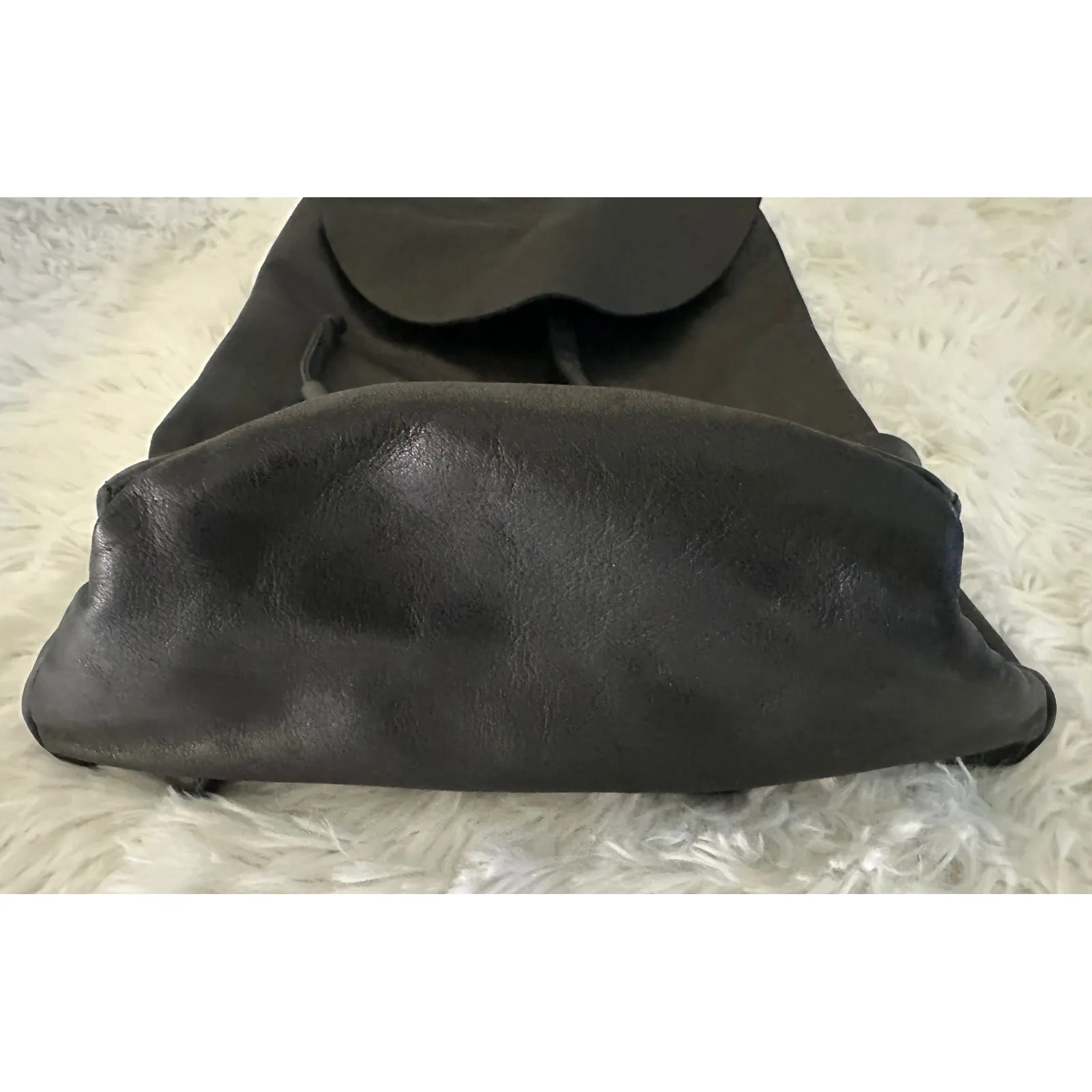 COS  black‎ leather unstructured drawstring backpack bag - Image 3