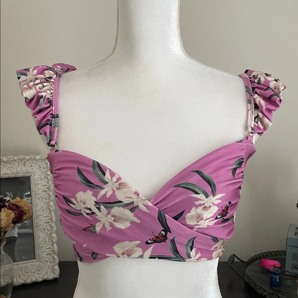 patBO Ruffle Strap Wrap swim Top size Large Pink - Image 2