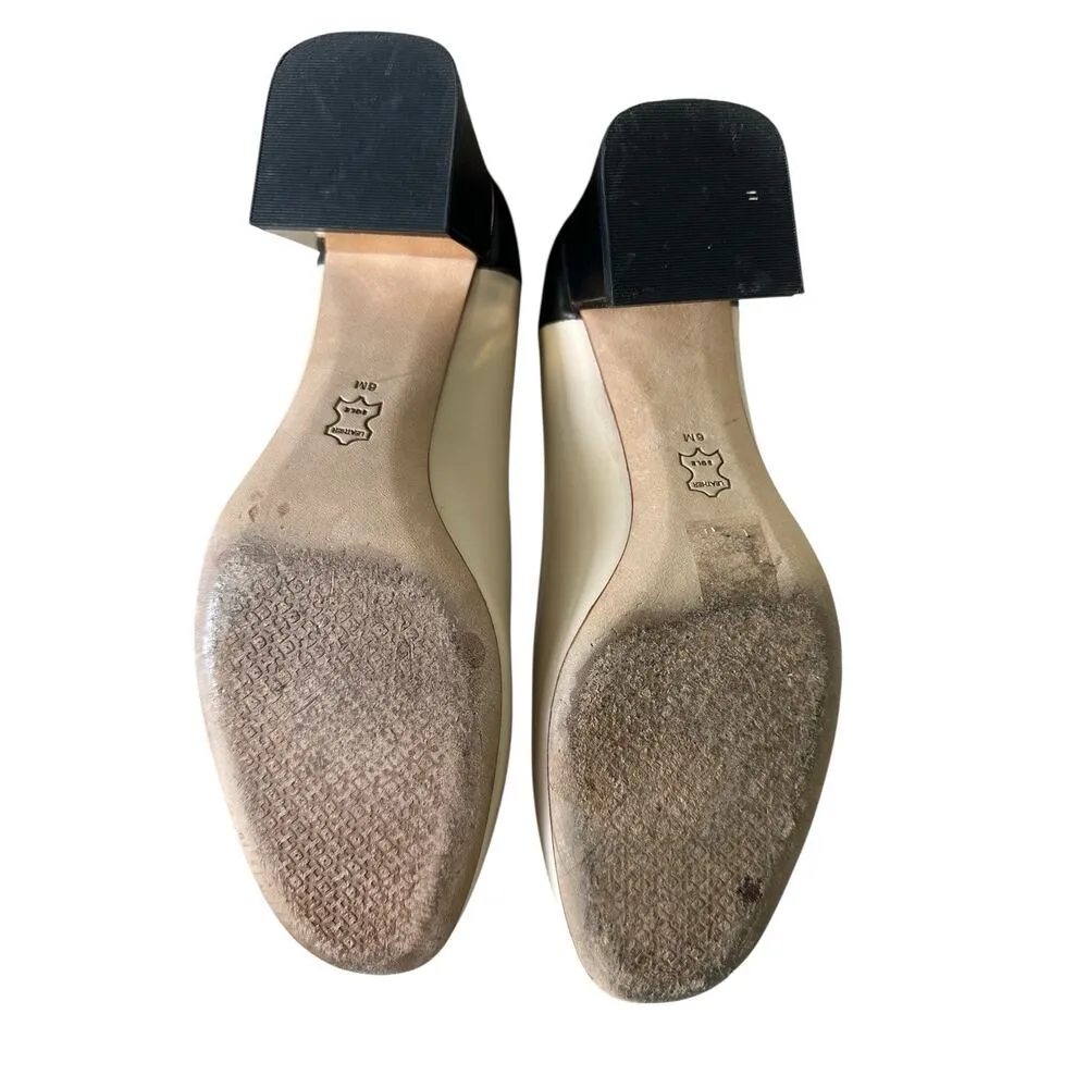 TORY BURCH GIGI ROUNDED-TOE PUMP IN NEW CREAM/PERFECT BLACK Shoes Size 6 - Image 8