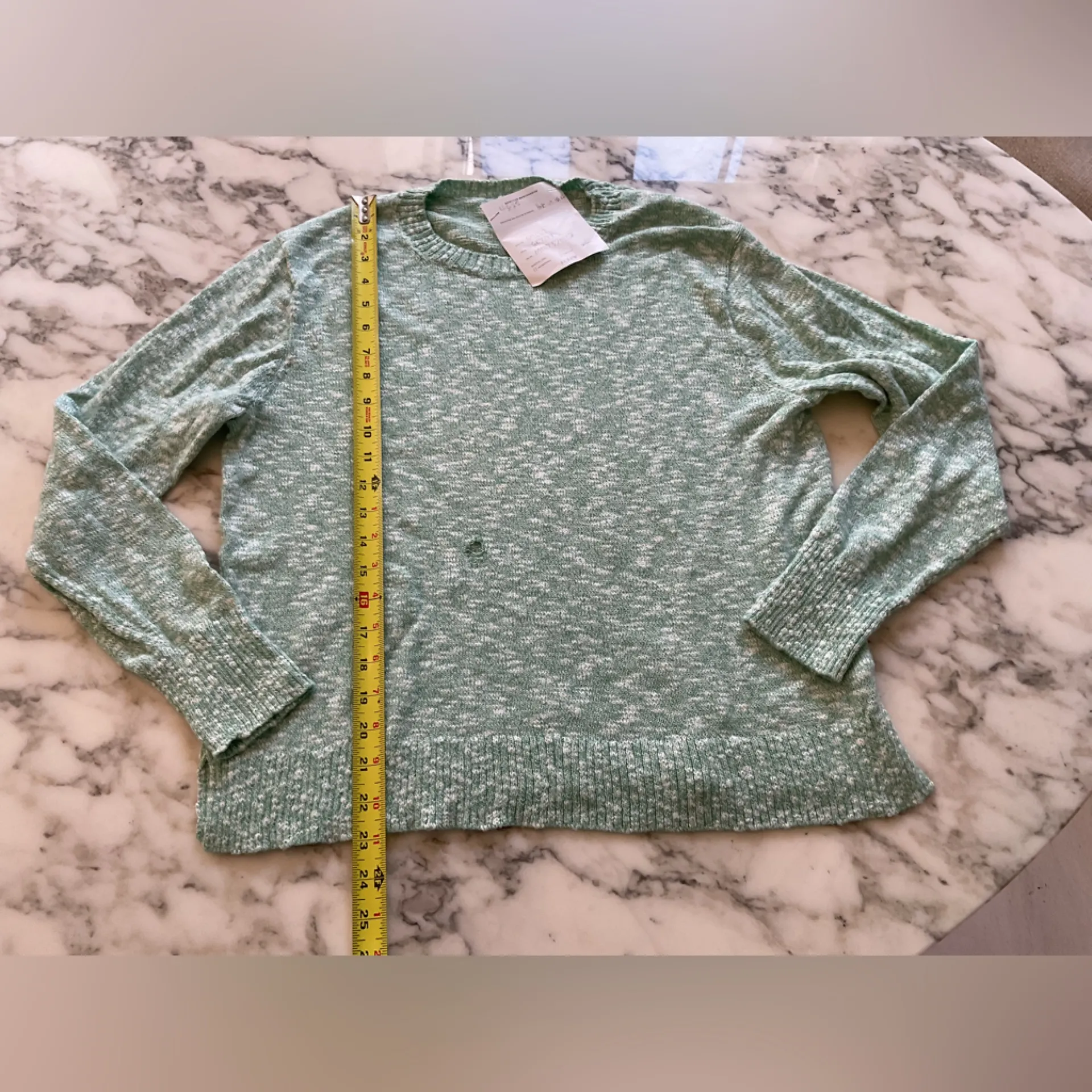 NWOT J Crew Women's Green Beach Sweater Crew Neck Pullover Coastal Sz M - HOLE - Image 8