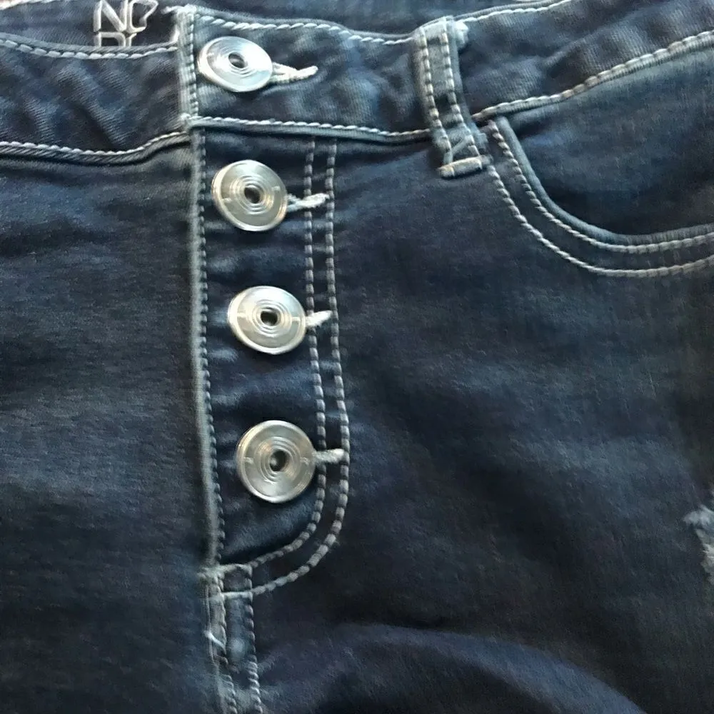 Nobo High Rise Cuffed Jean Shorts Size 9 Button Up Blue - Image 5