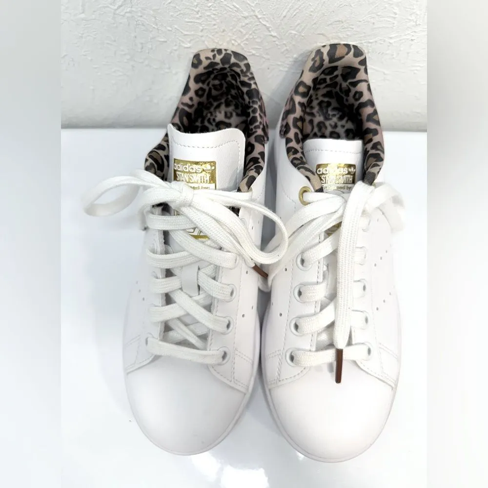 Adidas Originals Stan Smith White Leopard Pink Brown Sneakers Size 5 EUC - Image 8