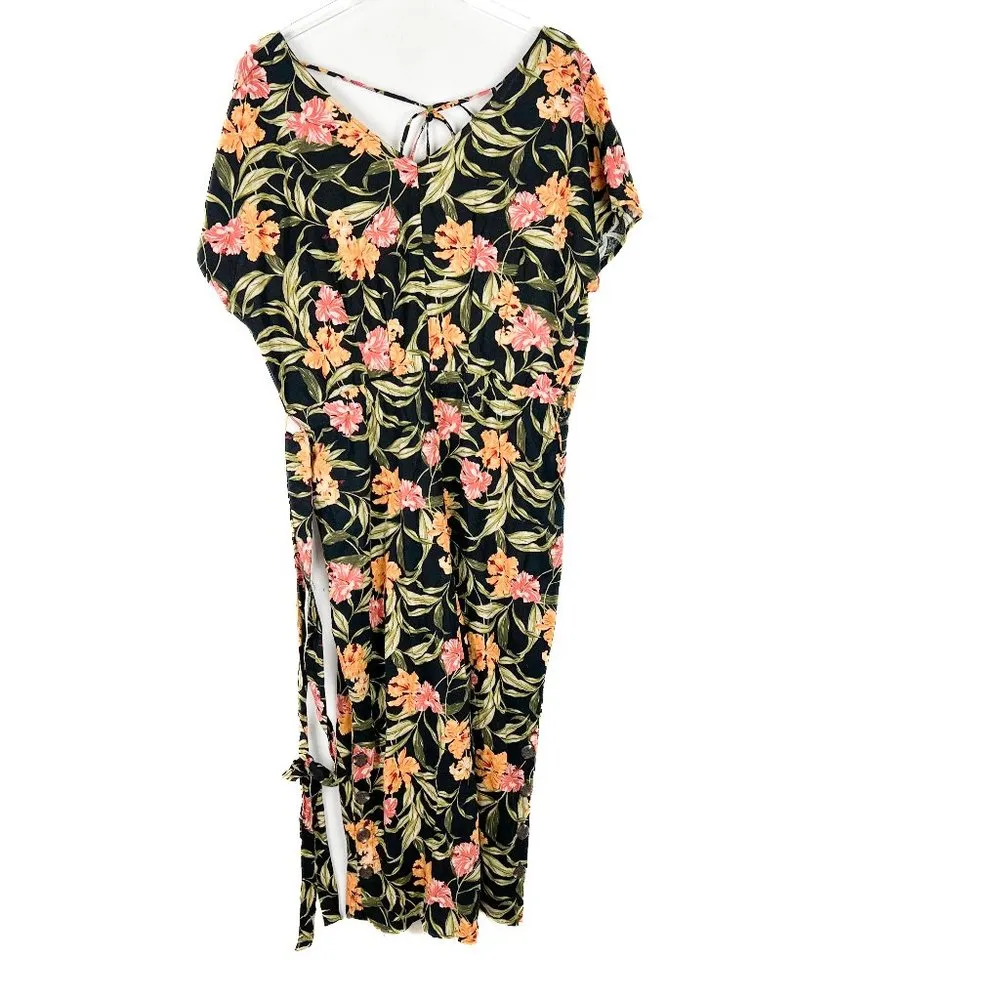 NWT Kensie Linen Blend Floral Print Tie Back V-Neck Crop Jumpsuit Size Medium M - Image 3