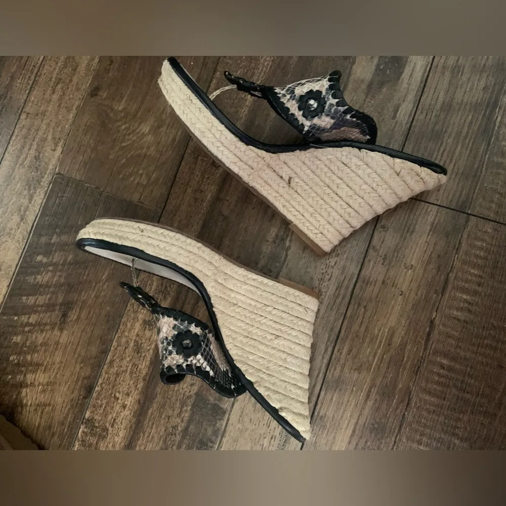 Marbella Jack Roger’s snakeskin summer boho leather suede wedges $145 designer - Image 3
