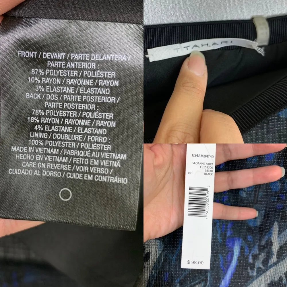 T Tahari Sloanne Black knee-length w/ abstract pattern Pencil Skirt Size 4 New - Image 11