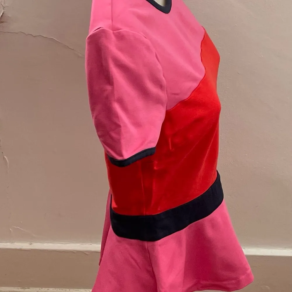 Juicy Couture pink orange colorblock peplum ruffle blouse, size 2 Barbiecore - Image 14