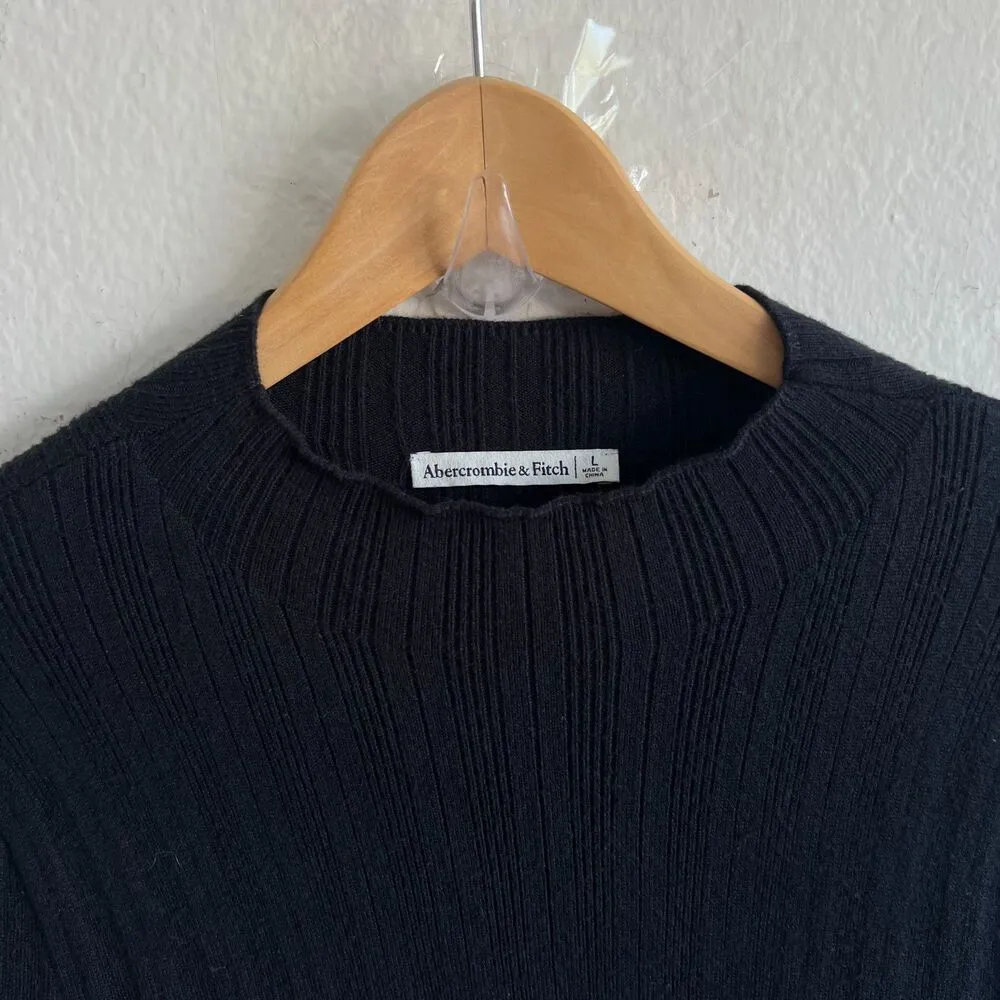 ABERCROMBIE & FITCH Black Long Sleeve Mockneck Sweater Mini Dress Womens Large - Image 5