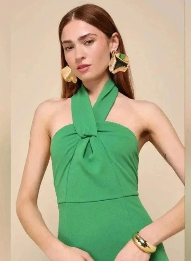 Lulus Mesmerizing Perfection Green Halter Neck Backless Maxi Dress Size S - Image 8
