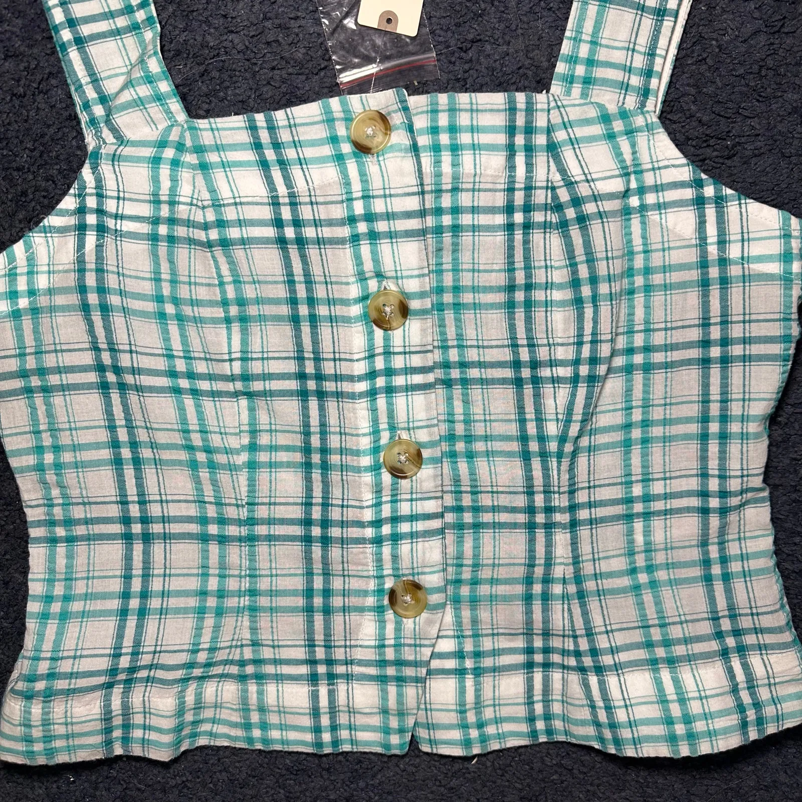 Anthropologie Maeve Square Neck Button Front Tank Size large Blue - Image 6