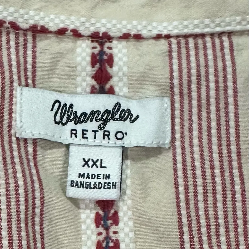 Wrangler Retro Americana Snap Front Western Shirt Serape Striped Print XXL - Image 3