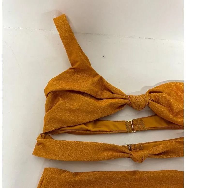 NWT The Garzetta Roca Double Knot Top & High Waisted Bikini Set Yellow Women's M Size M - Image 5