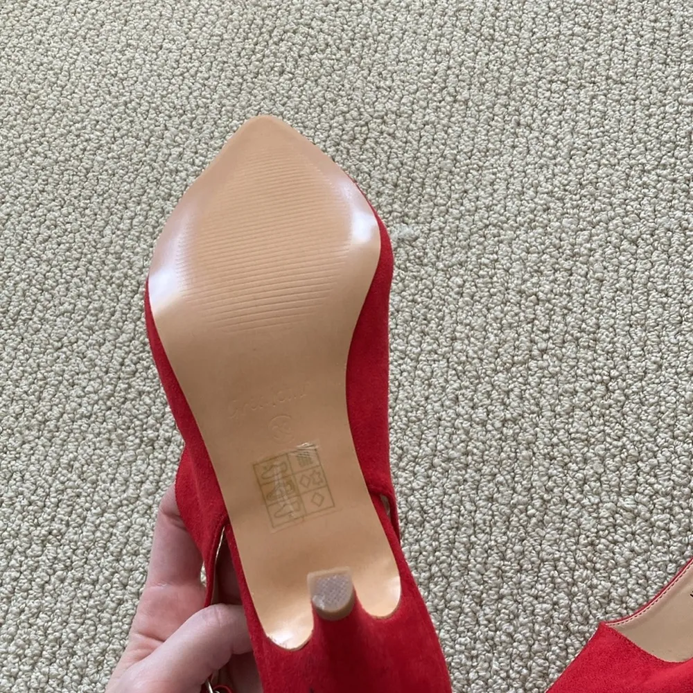 NEW Greatonu Bright Red Women’s Kitten Heels Suede Leather Size 39 Shoes NWOB - Image 8