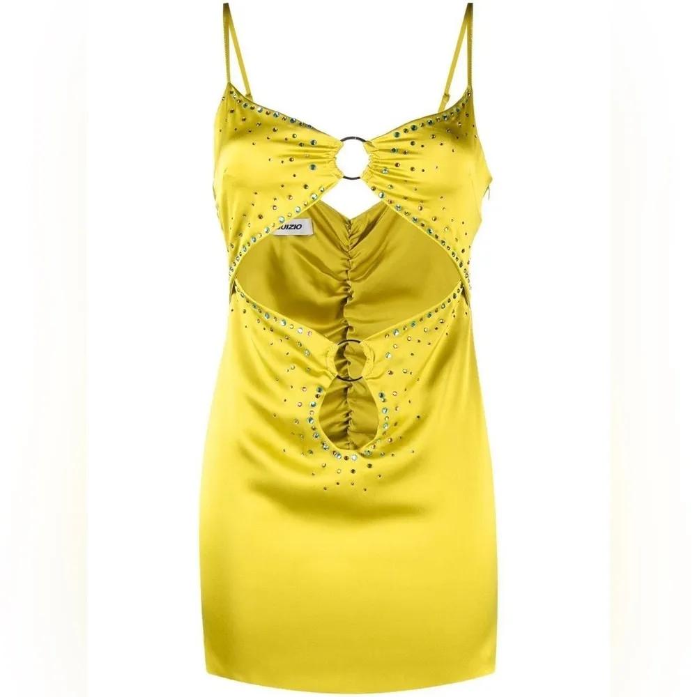 NWOT Danielle Guizio sequin-embellished cut-out minidress in canary yellow - Image 3