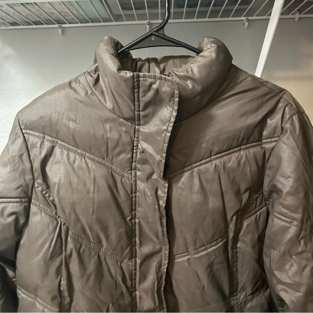 GAP Chocolate Brown Puffer Jacket coat LARGE - Image 4