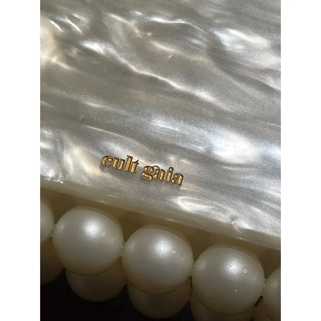 Cult Gaia Eos Beaded Acrylic Box Clutch in Pearl Woth Box Womens Ball Bag - Image 10