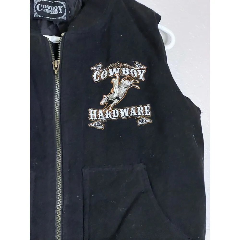 Vintage Cowboy Hardware Gilet Gilet Horse Black Womens Zip XL - Image 3