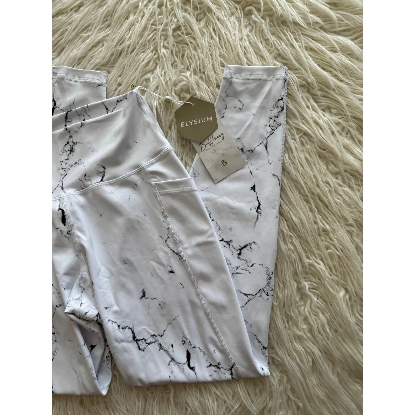 BuffBunny Limitless Leggings White Marble Size Medium - Image 4