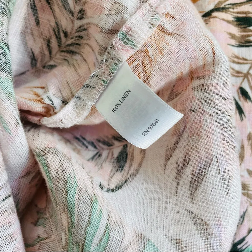 J. Jill Love Linen Tropical Floral Ruffle Sleeve Blouse size XLP Pink V - Image 11